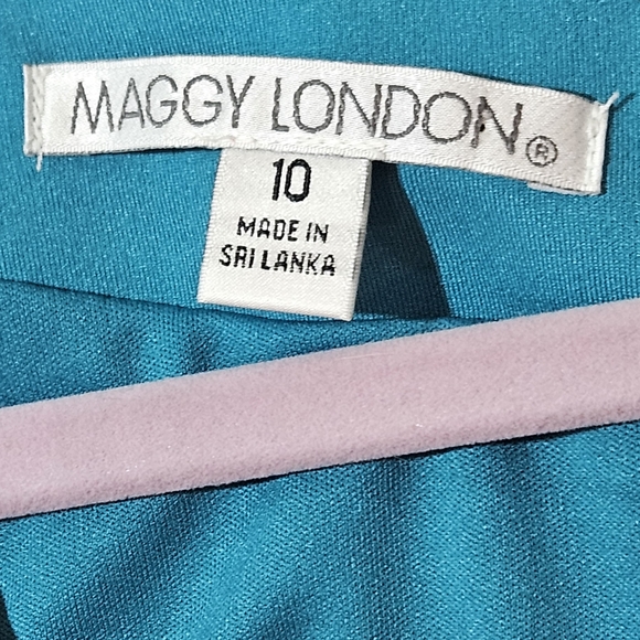 Maggy London‎ Design Vibrant Teal Blue Coctail Sheath Dress Nordstrom Size 10 - Picture 3 of 4